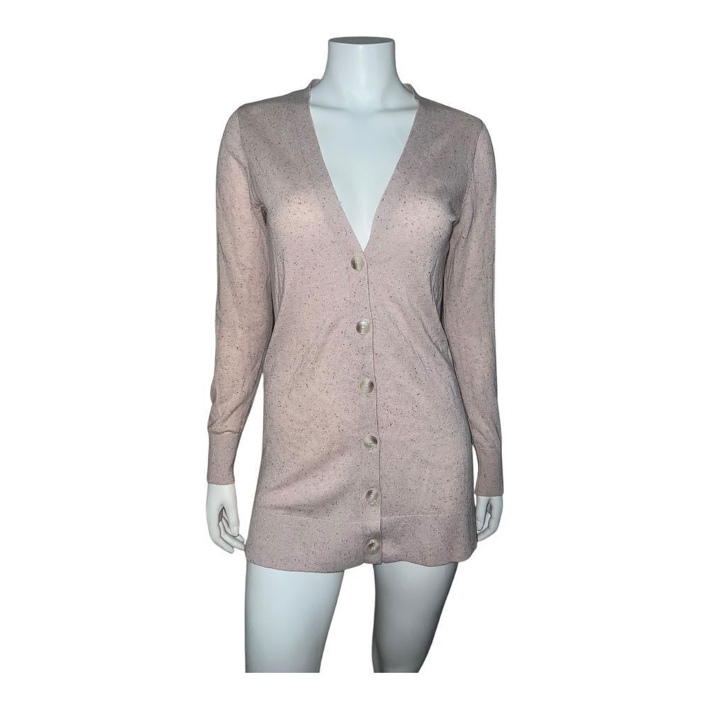 LOFT Ann Taylor Speckled Beige Button Up Cardigan Knit Small EUC - Picture 3 of 9
